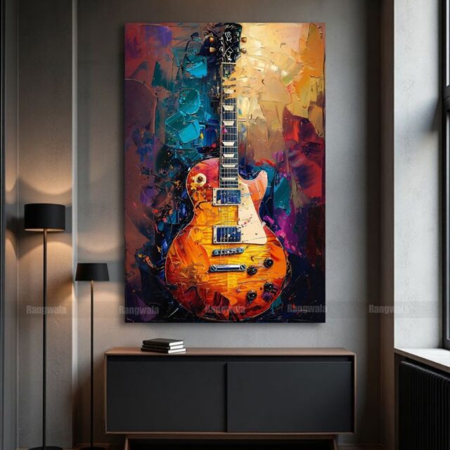 Vibrant Guitar Abstract Painting Art
