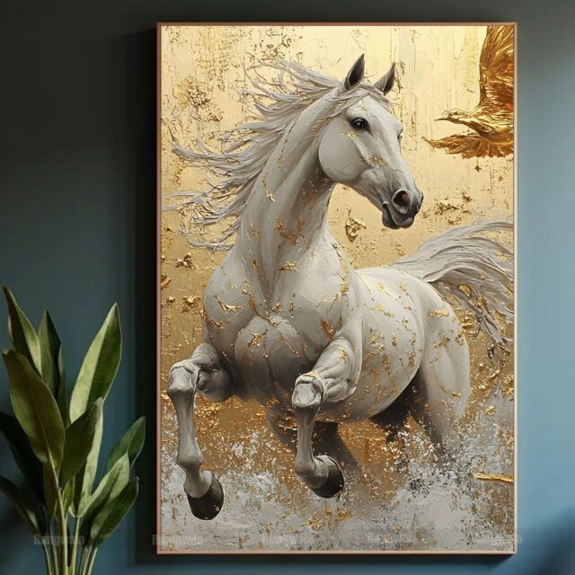 White Horse & Golden Bird Art