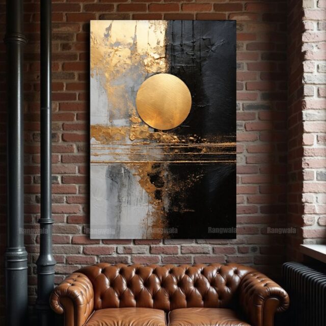 Golden Black Modern Abstract Art