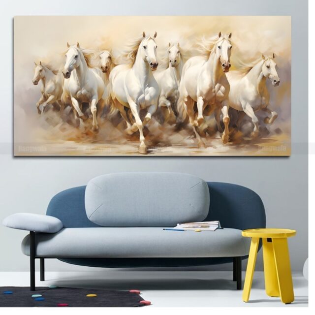 Running White Horses Painting Style