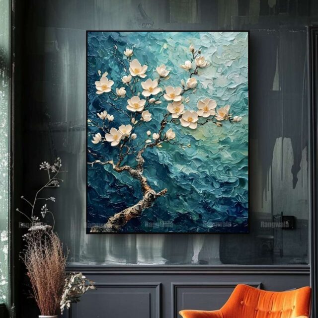 White Blooming Flowers Painting
